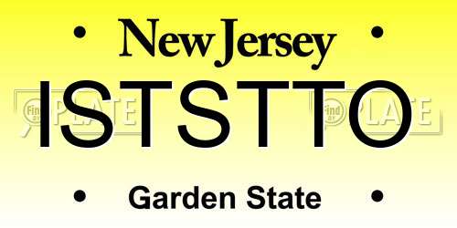 ISTSTTO New Jersey License Plate