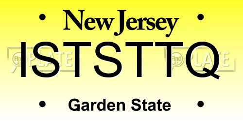 ISTSTTQ New Jersey License Plate