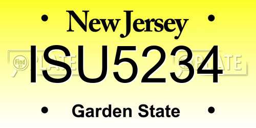 ISU5234 New Jersey License Plate