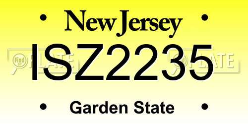 ISZ2235 New Jersey License Plate