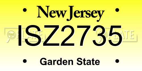 ISZ2735 New Jersey License Plate