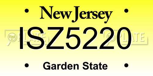 ISZ5220 New Jersey License Plate