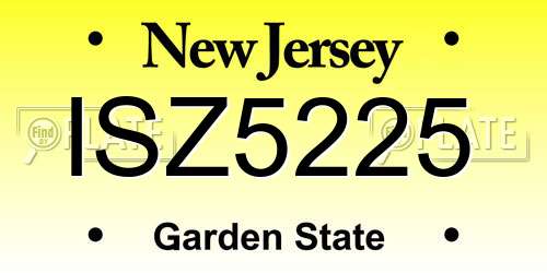 ISZ5225 New Jersey License Plate