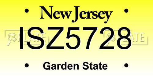 ISZ5728 New Jersey License Plate