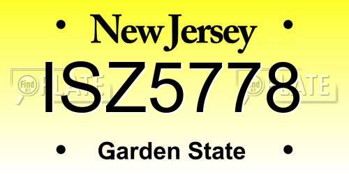 ISZ5778 New Jersey License Plate