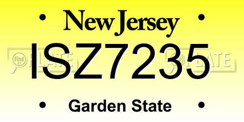 ISZ7235 New Jersey License Plate