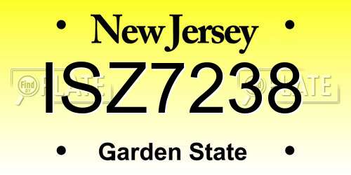 ISZ7238 New Jersey License Plate