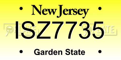 ISZ7735 New Jersey License Plate