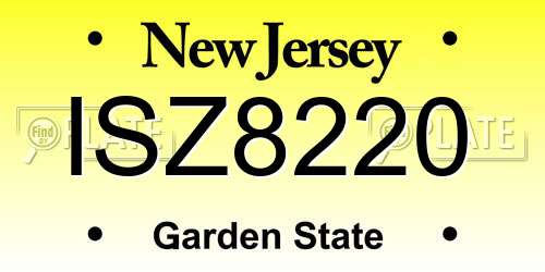 ISZ8220 New Jersey License Plate