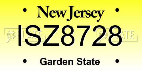 ISZ8728 New Jersey License Plate