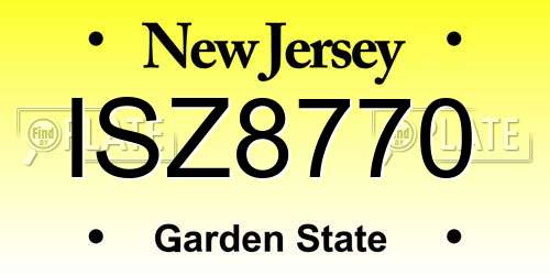 ISZ8770 New Jersey License Plate