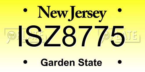 ISZ8775 New Jersey License Plate