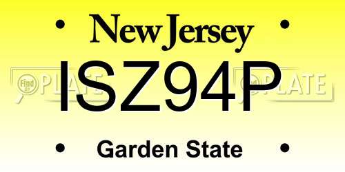 ISZ94P New Jersey License Plate
