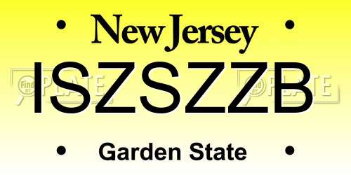 ISZSZZB New Jersey License Plate