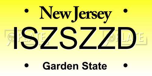 ISZSZZD New Jersey License Plate