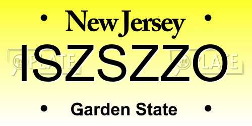 ISZSZZO New Jersey License Plate