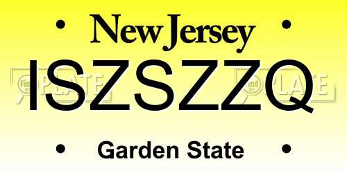 ISZSZZQ New Jersey License Plate