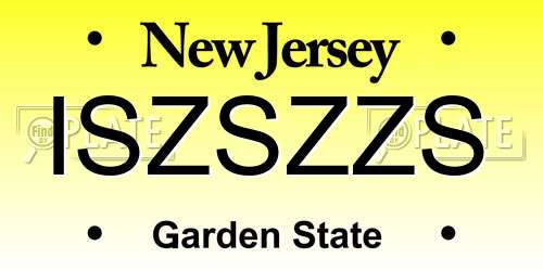 ISZSZZS New Jersey License Plate