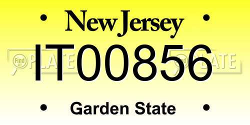 IT00856 New Jersey License Plate