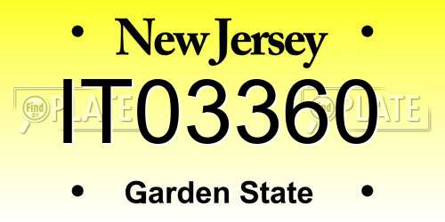 IT03360 New Jersey License Plate