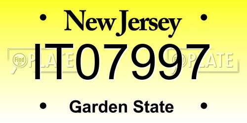 IT07997 New Jersey License Plate
