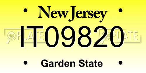IT09820 New Jersey License Plate