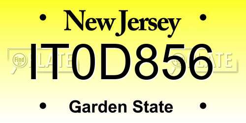 IT0D856 New Jersey License Plate