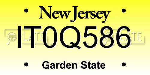 IT0Q586 New Jersey License Plate