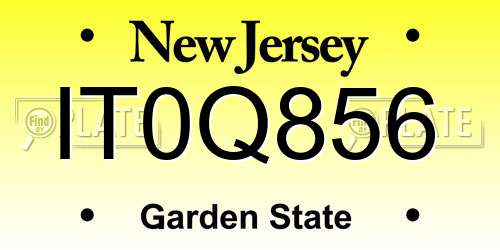 IT0Q856 New Jersey License Plate