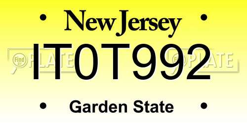 IT0T992 New Jersey License Plate
