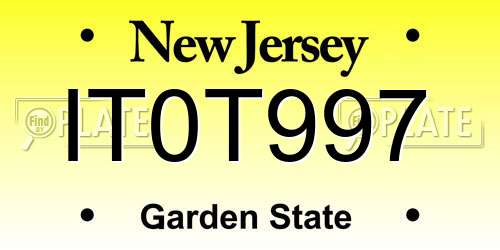 IT0T997 New Jersey License Plate