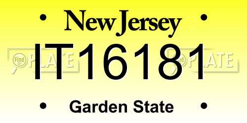 IT16181 New Jersey License Plate
