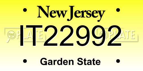 IT22992 New Jersey License Plate