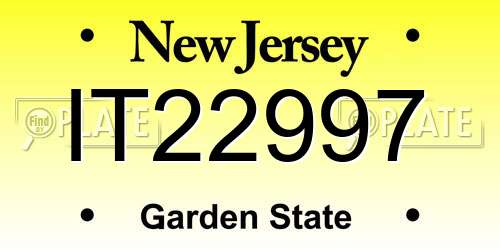 IT22997 New Jersey License Plate
