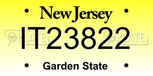 IT23822 New Jersey License Plate