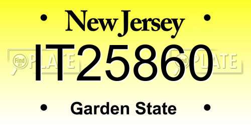 IT25860 New Jersey License Plate