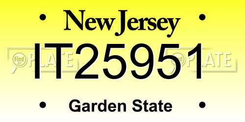 IT25951 New Jersey License Plate