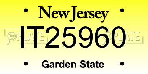 IT25960 New Jersey License Plate