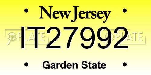 IT27992 New Jersey License Plate