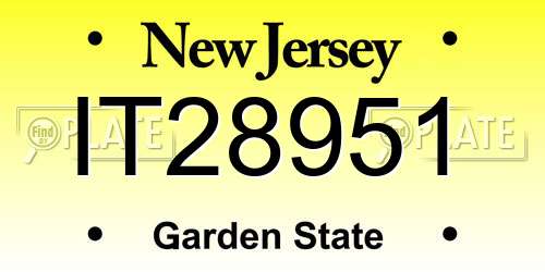 IT28951 New Jersey License Plate