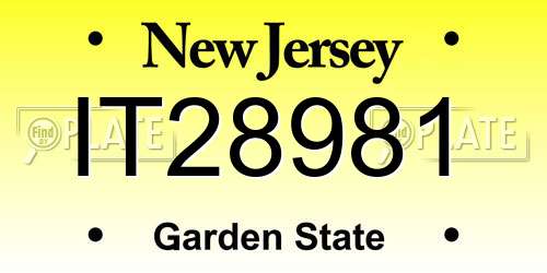 IT28981 New Jersey License Plate