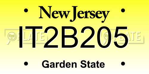 IT2B205 New Jersey License Plate
