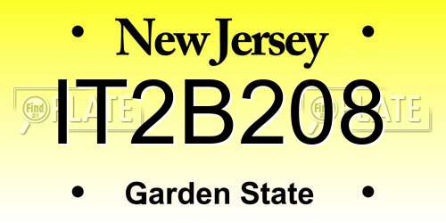 IT2B208 New Jersey License Plate