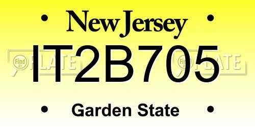 IT2B705 New Jersey License Plate
