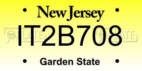 IT2B708 New Jersey License Plate