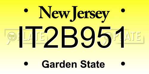 IT2B951 New Jersey License Plate