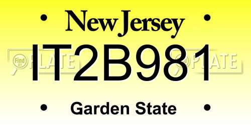 IT2B981 New Jersey License Plate
