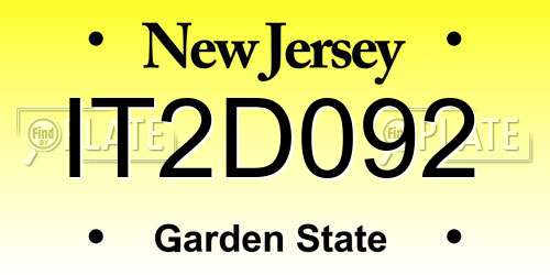 IT2D092 New Jersey License Plate