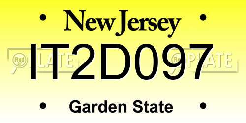 IT2D097 New Jersey License Plate