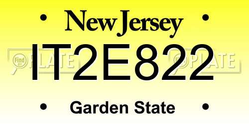 IT2E822 New Jersey License Plate